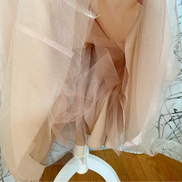 RICKIE FREEMAN TERI JON pink beading sequins feather flower tulle maxi dress - Picture 10 of 13